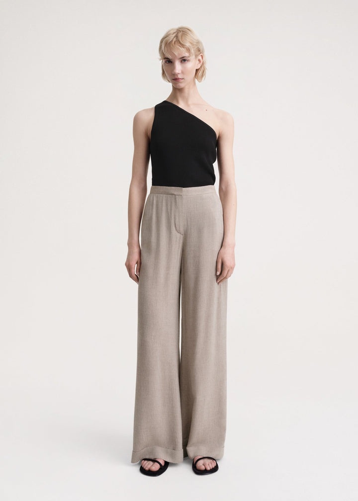 Wide fluid trousers light brown mélange - 2