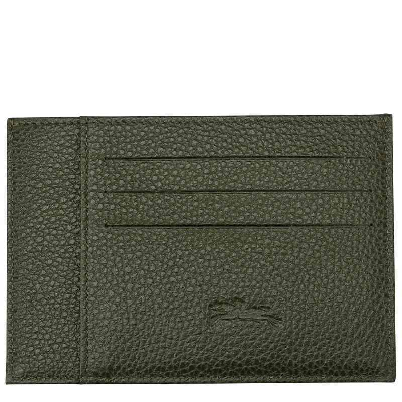 Longchamp Le Foulonné Card holder Khaki - Leather outlook