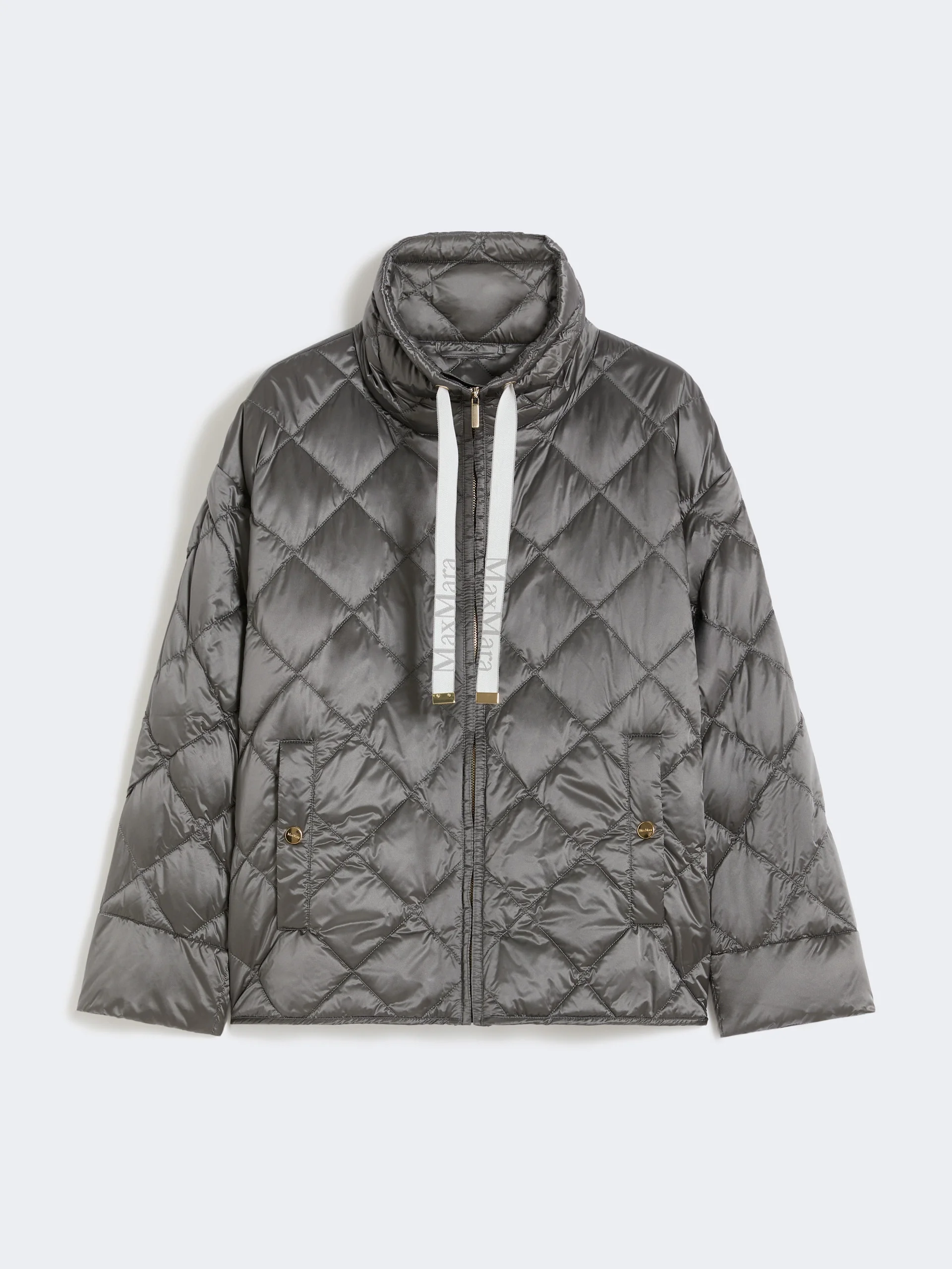 Short water-repellent canvas down jacket - DARK GREY - 1