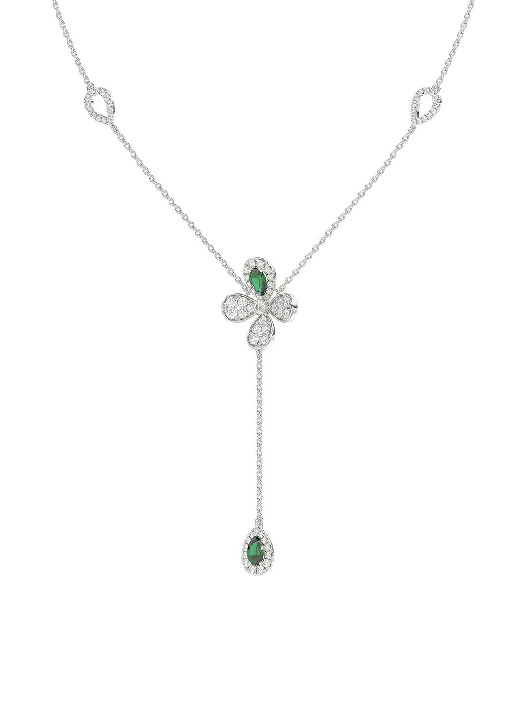 FLORAL WHITE GOLD Y NECKLACE - 3