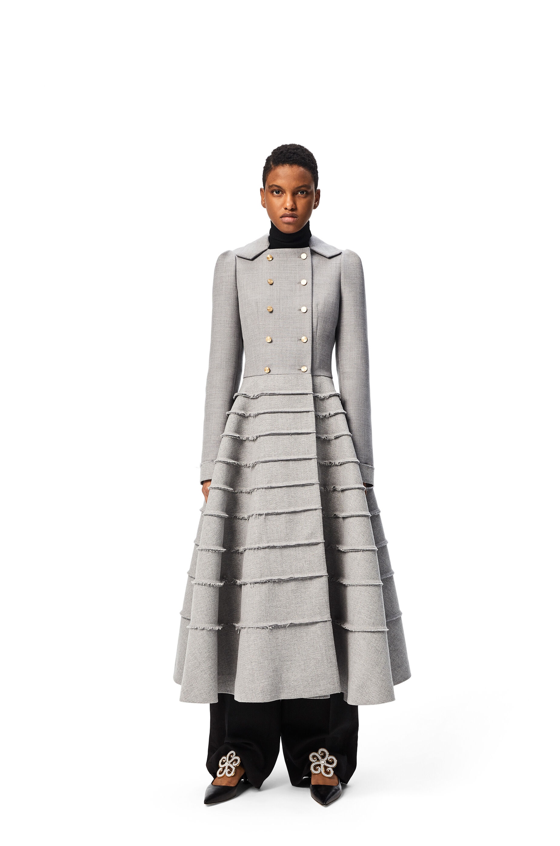 Raw edge coat in wool - 3