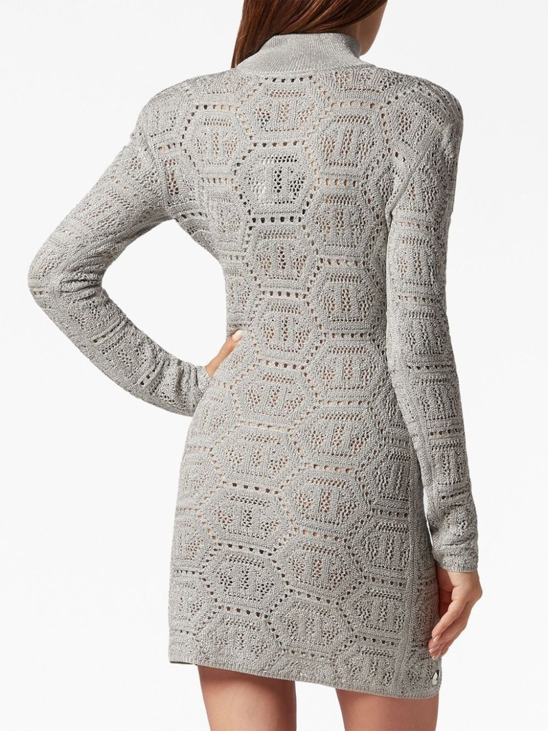 monogram-pattern crochet-knit minidress 4