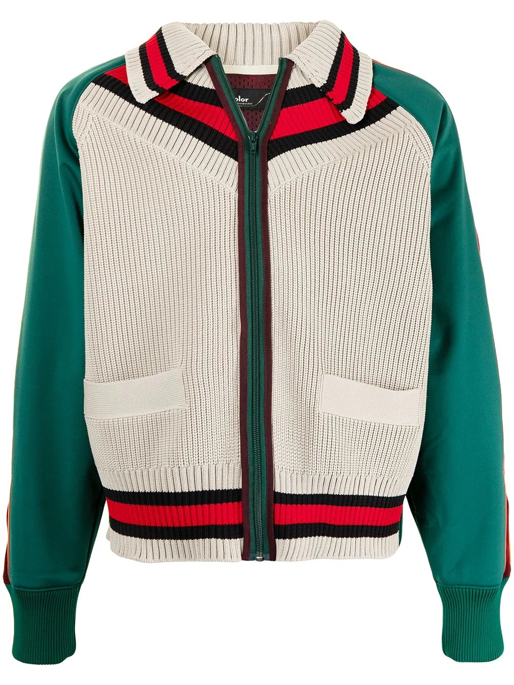 colour-block knitted jacket - 1