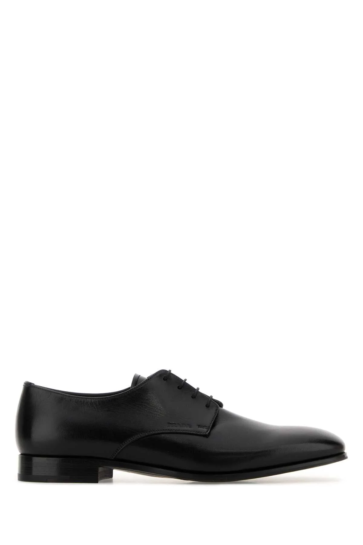 Prada Men Black Ovine Leather Lace-Up Shoes - 1