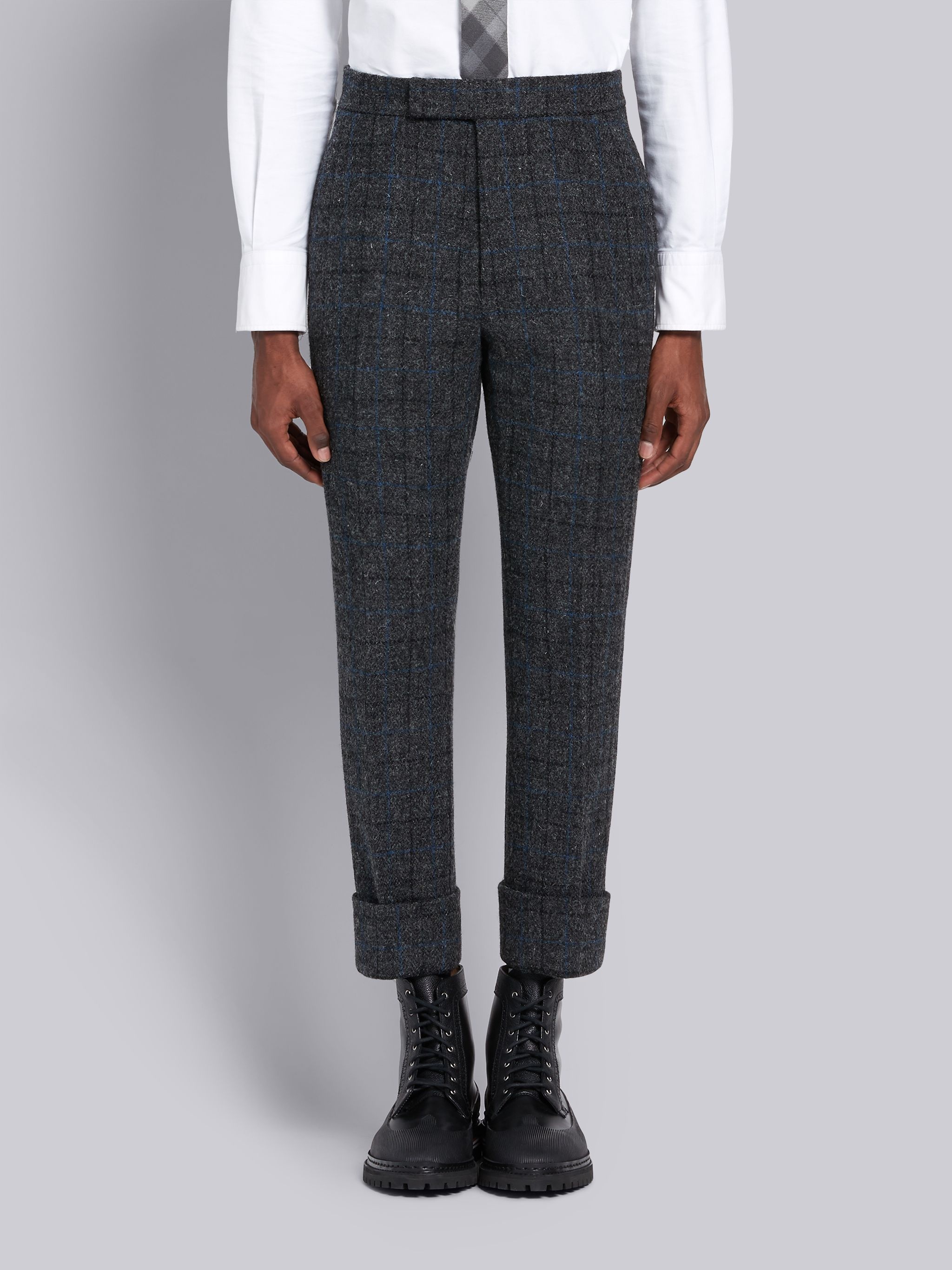 Dark Grey Wool Tattersall Check Classic Suit - 3