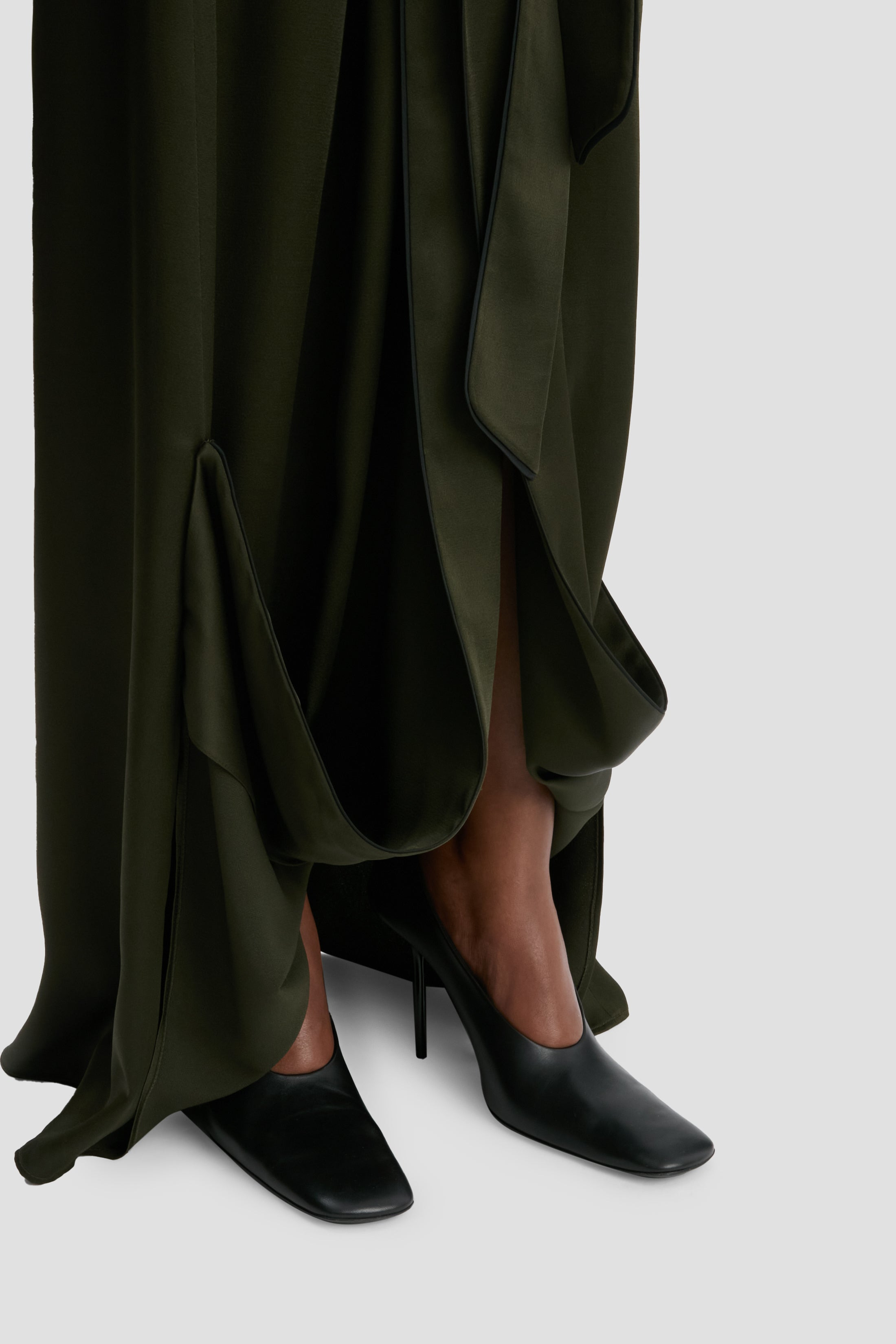 Wrap Detail Gown In Dark Olive - 5