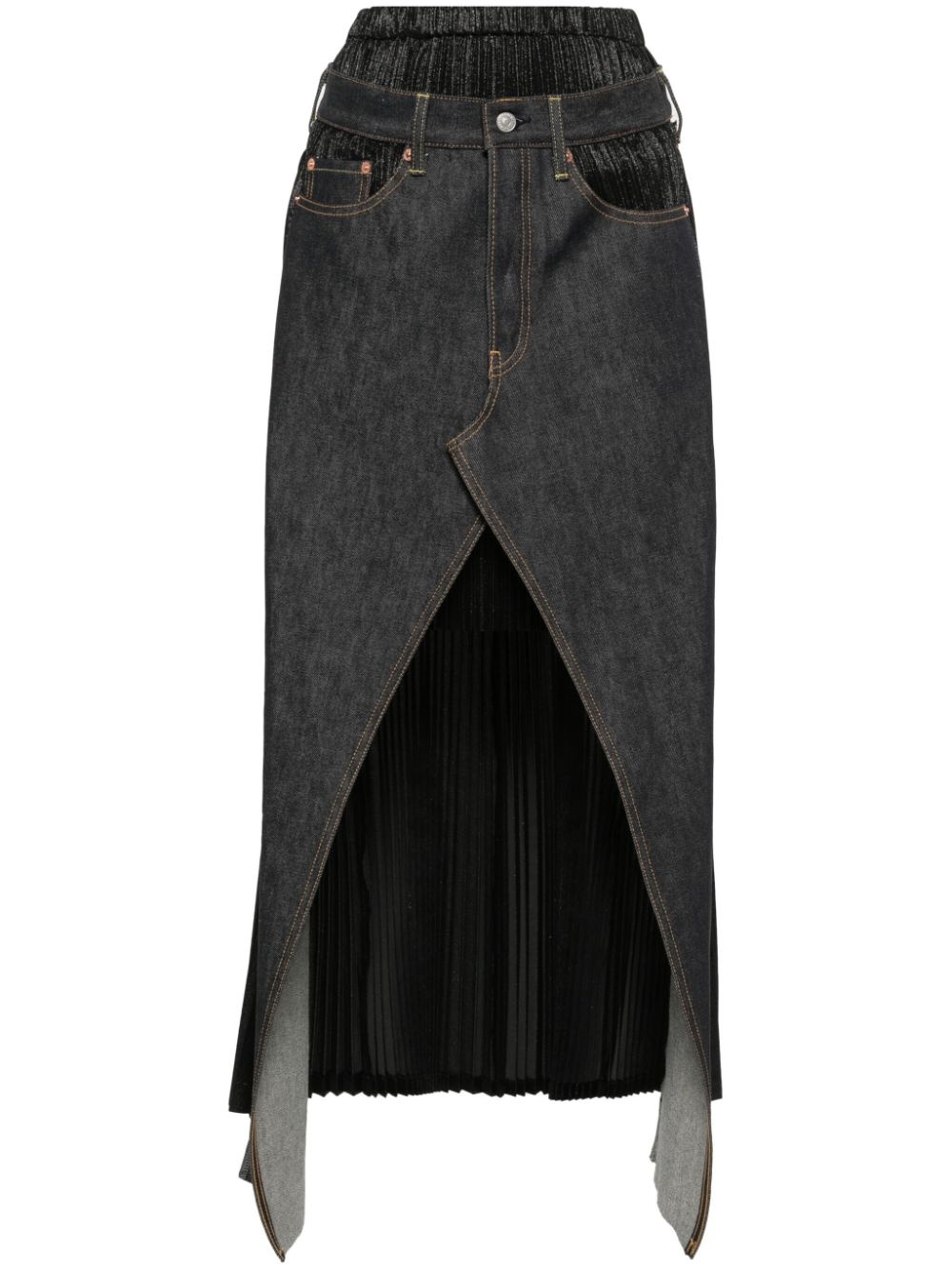 deconstructed asymmetric denim skirt - 1