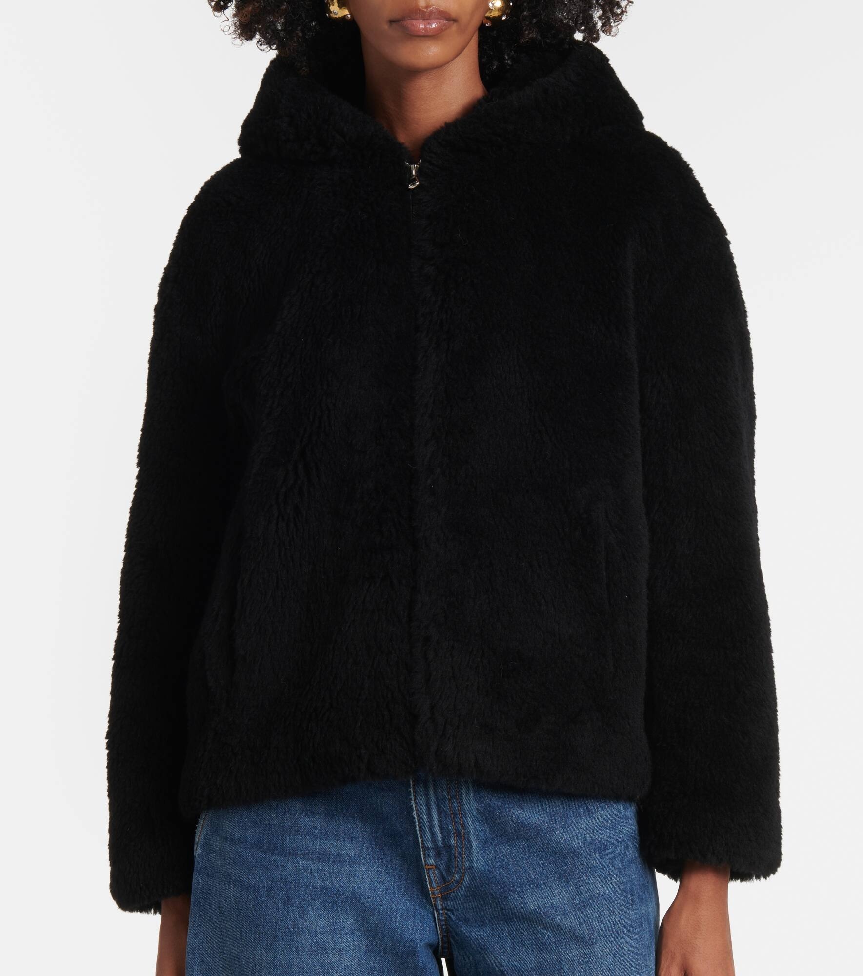 Wool faux fur hoodie - 4