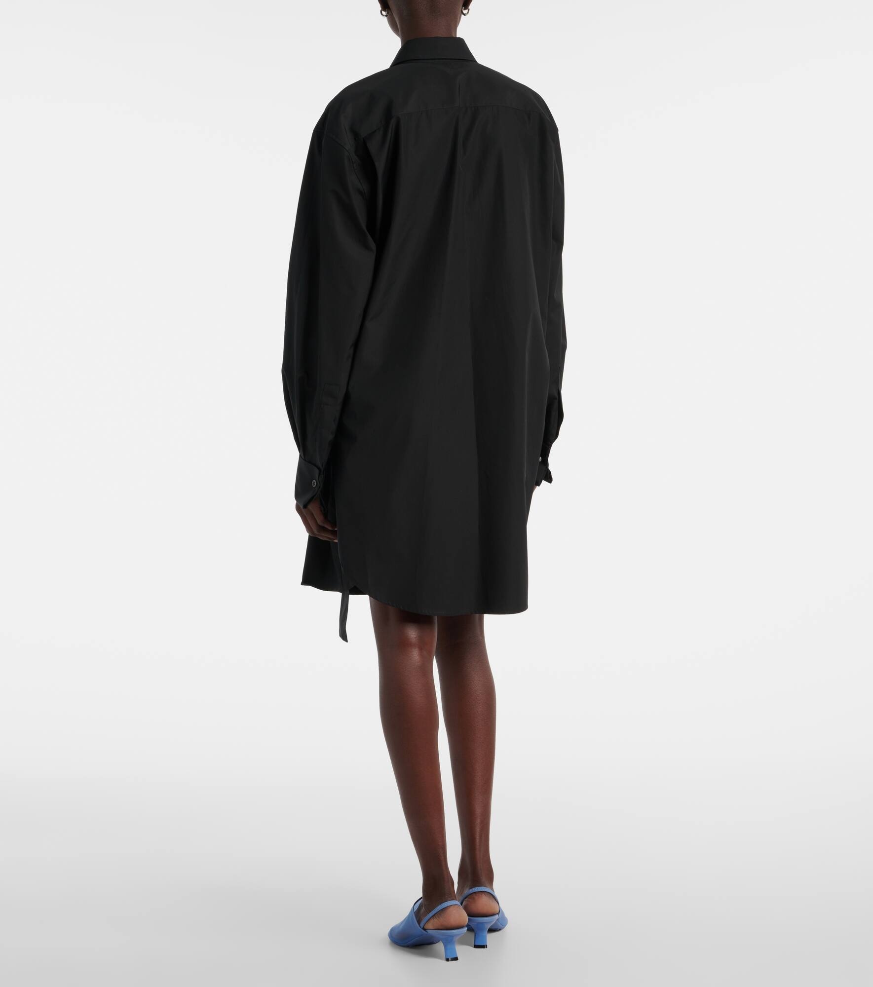 Draped cotton shirt dress - 3