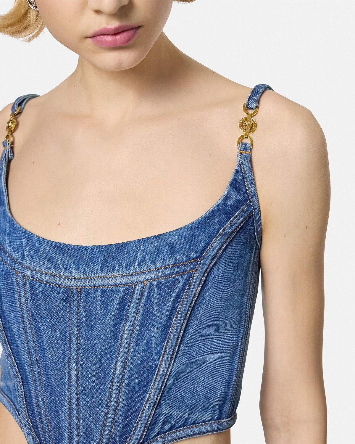 Medusa '95 Denim Corset Top - 3