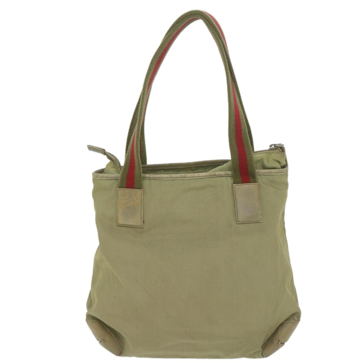 GUCCI Sherry Line Hand Bag Nylon Khaki Red 019 0402 019 0402 - 2