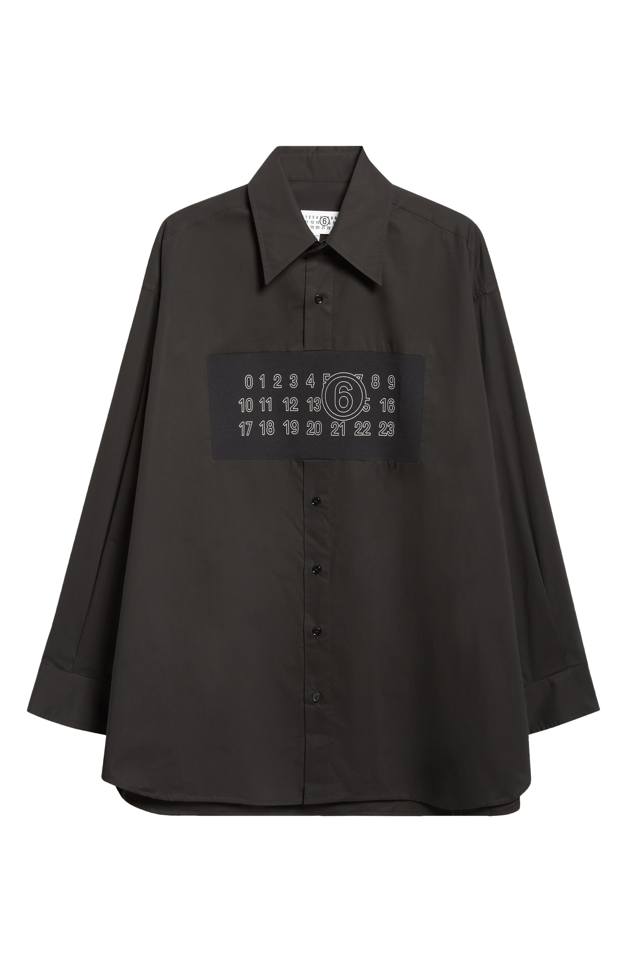 MM6 Maison Margiela Numeric Motif Button-Up Shirt in Black at Nordstrom - 5