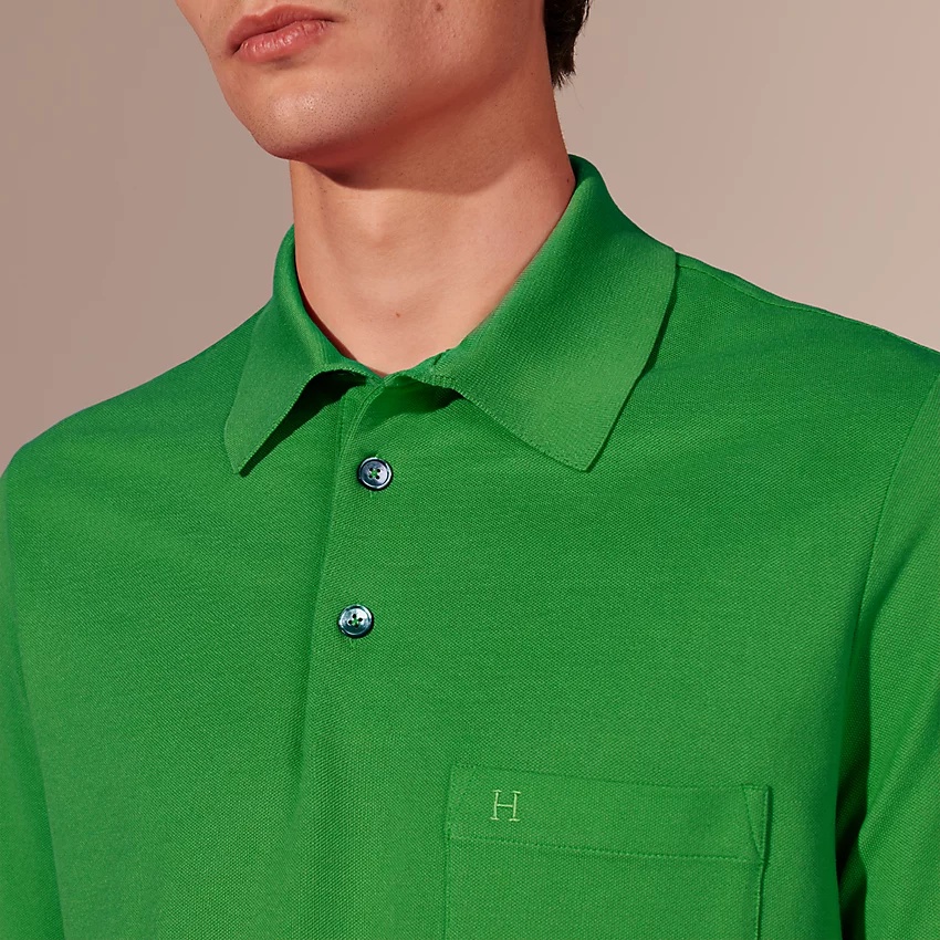 H embroidered buttoned polo shirt - 3