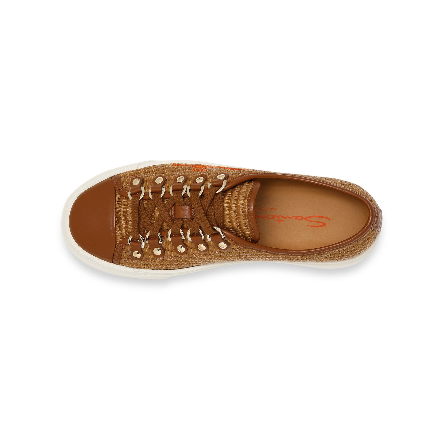 Women's brown raffia sneaker - 5