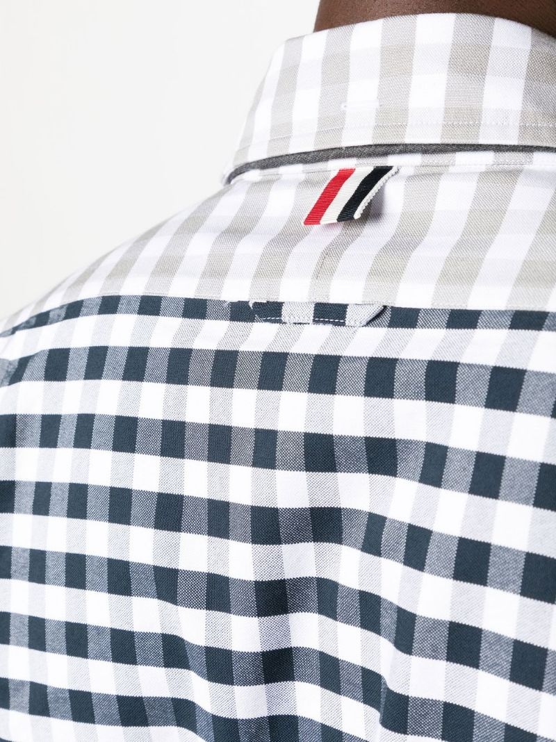 panelled gingham cotton shirt - 5