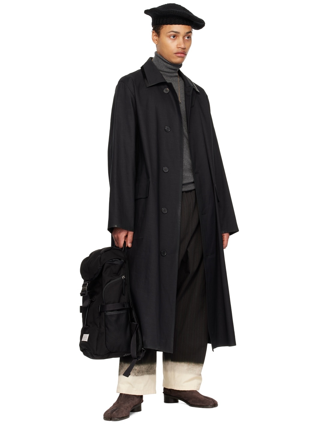 Black Coated Trench Coat - 3
