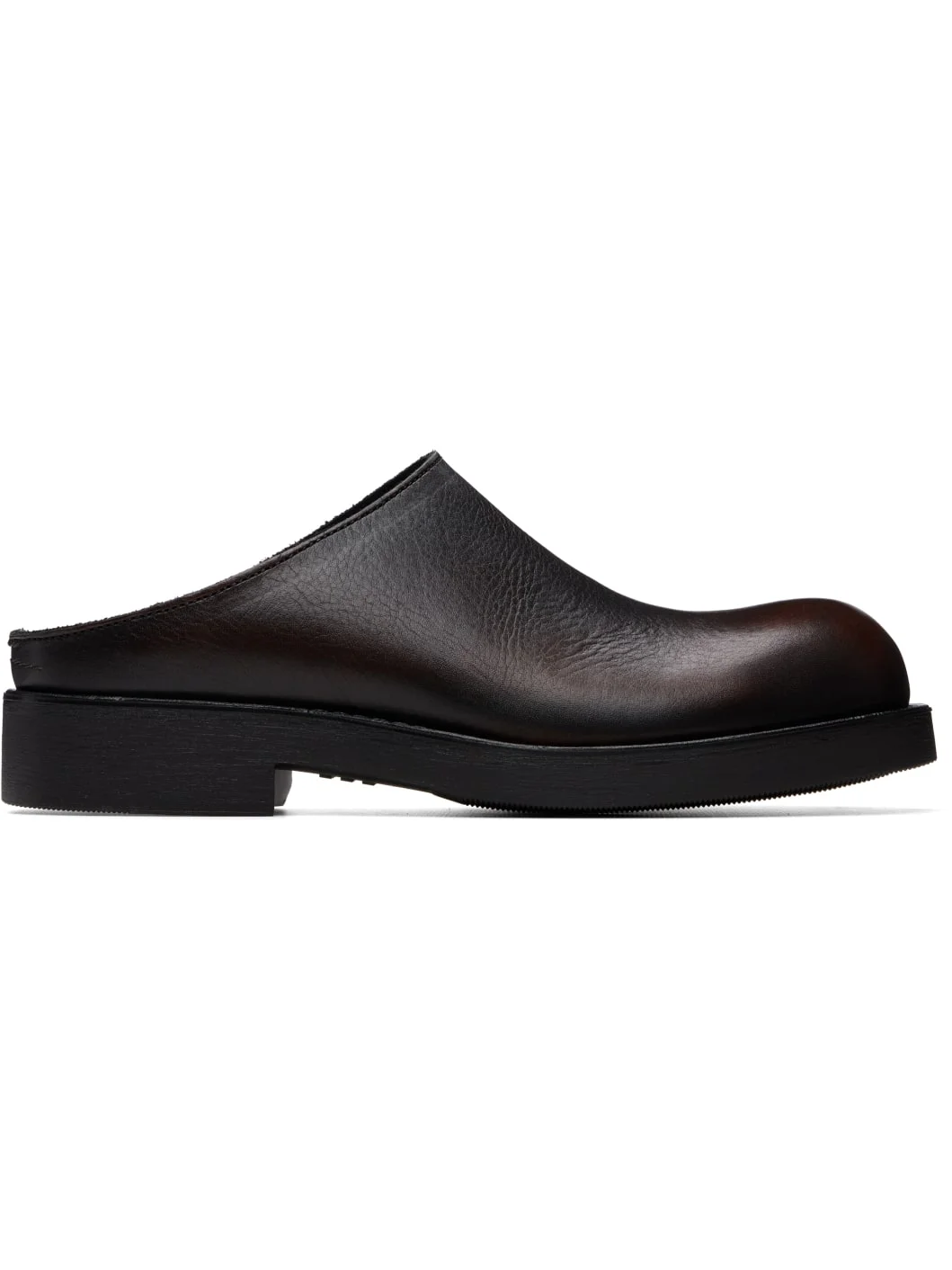 Brown Brushed Leather Biker Mule Loafers - 1