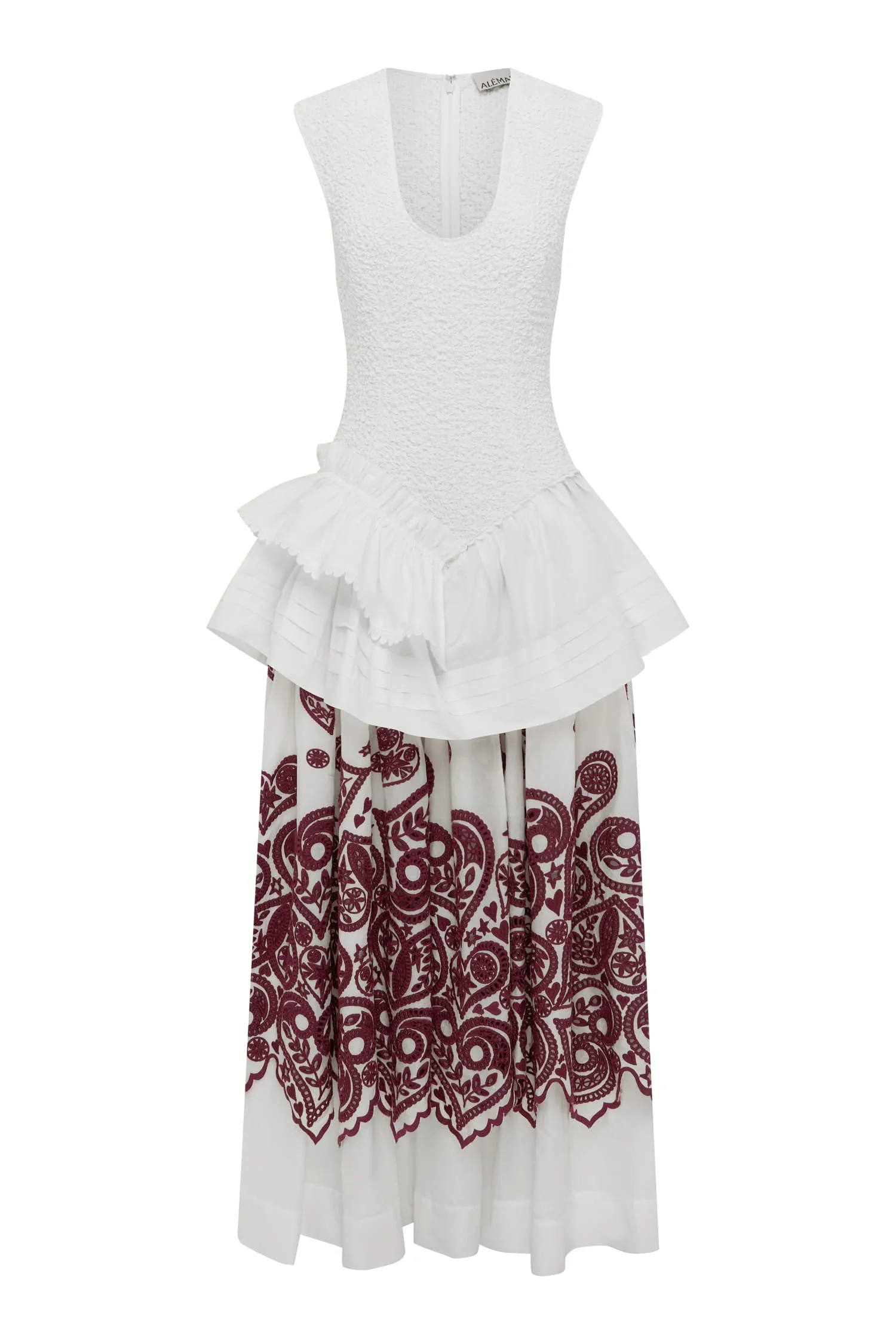 Bobby V Neck Embroidered Midi Dress - 1