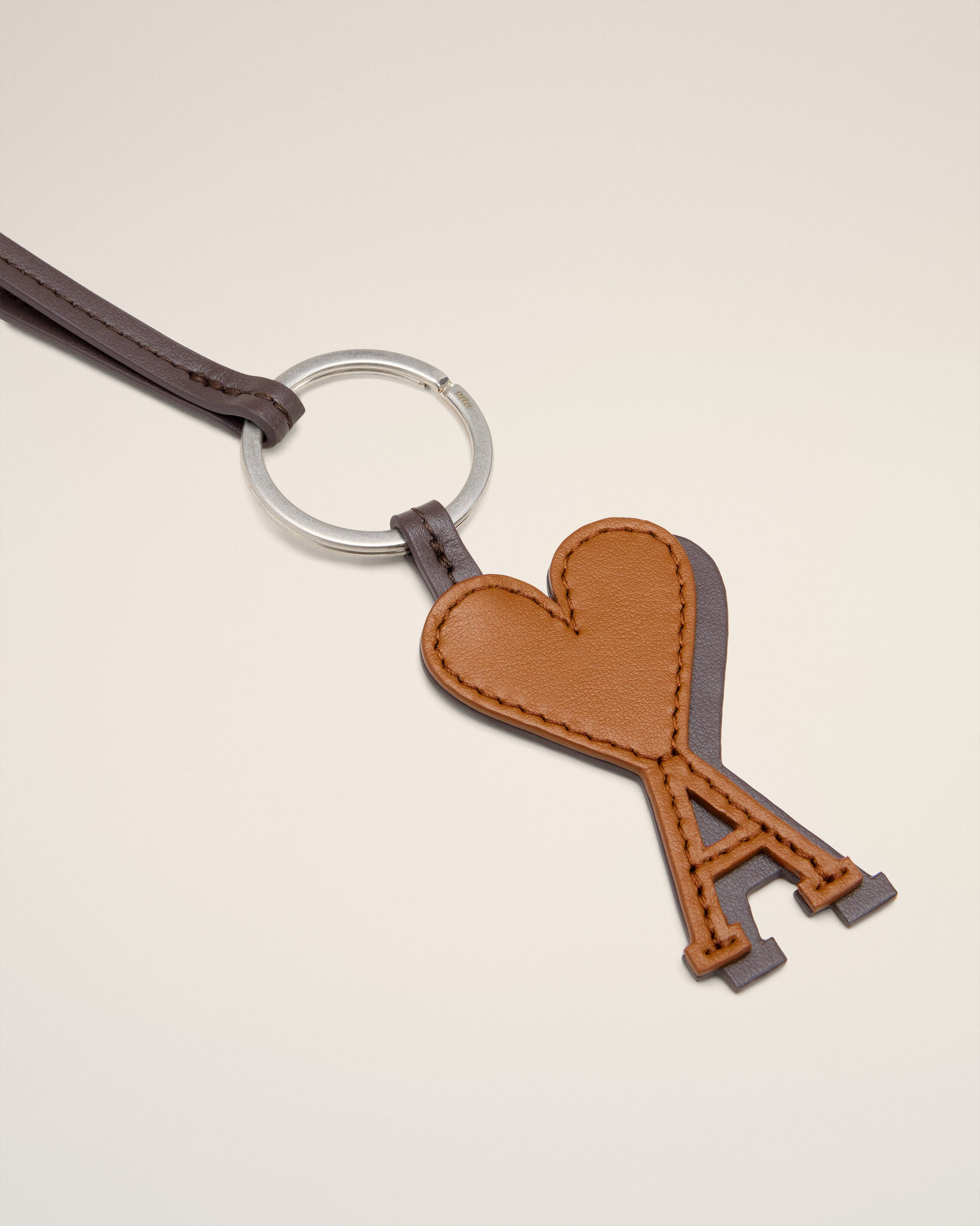 BROWN LEATHER AMI DE COEUR KEYRING - 2