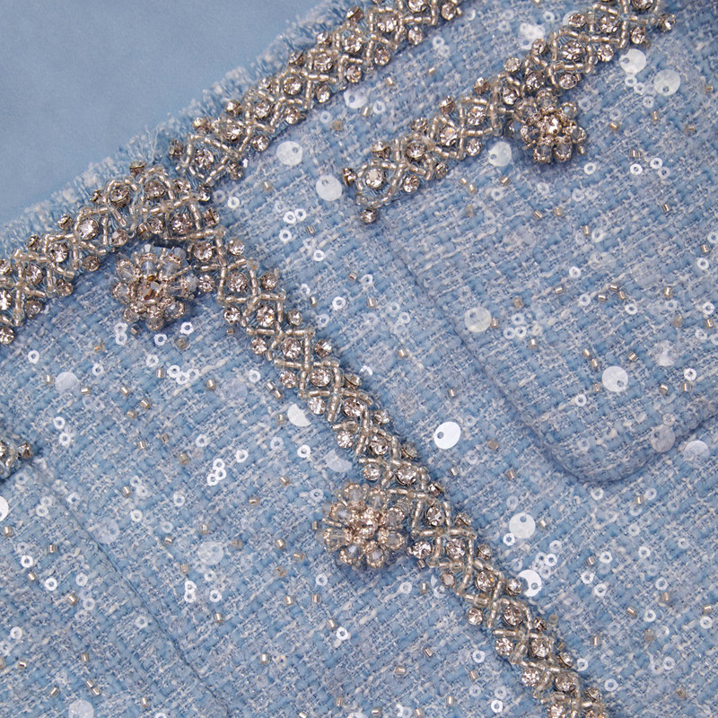 Blue Sequin Boucle Crop Top 5