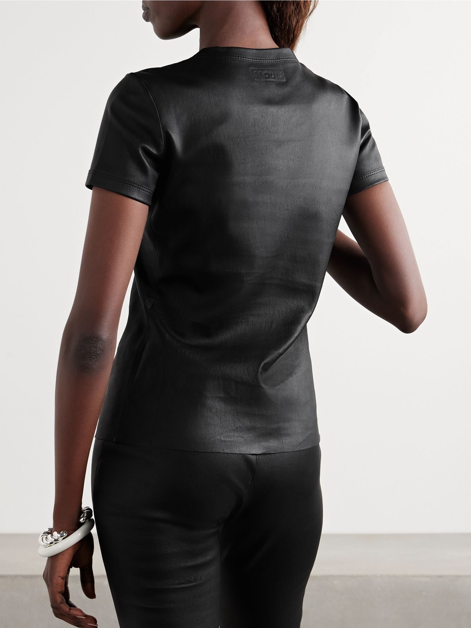 Leather T-shirt Black - 3