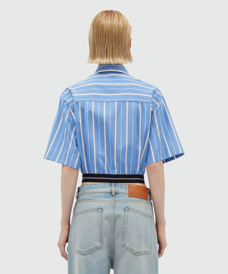 Cropped shirt in striped poplin with MSGM elastic 3