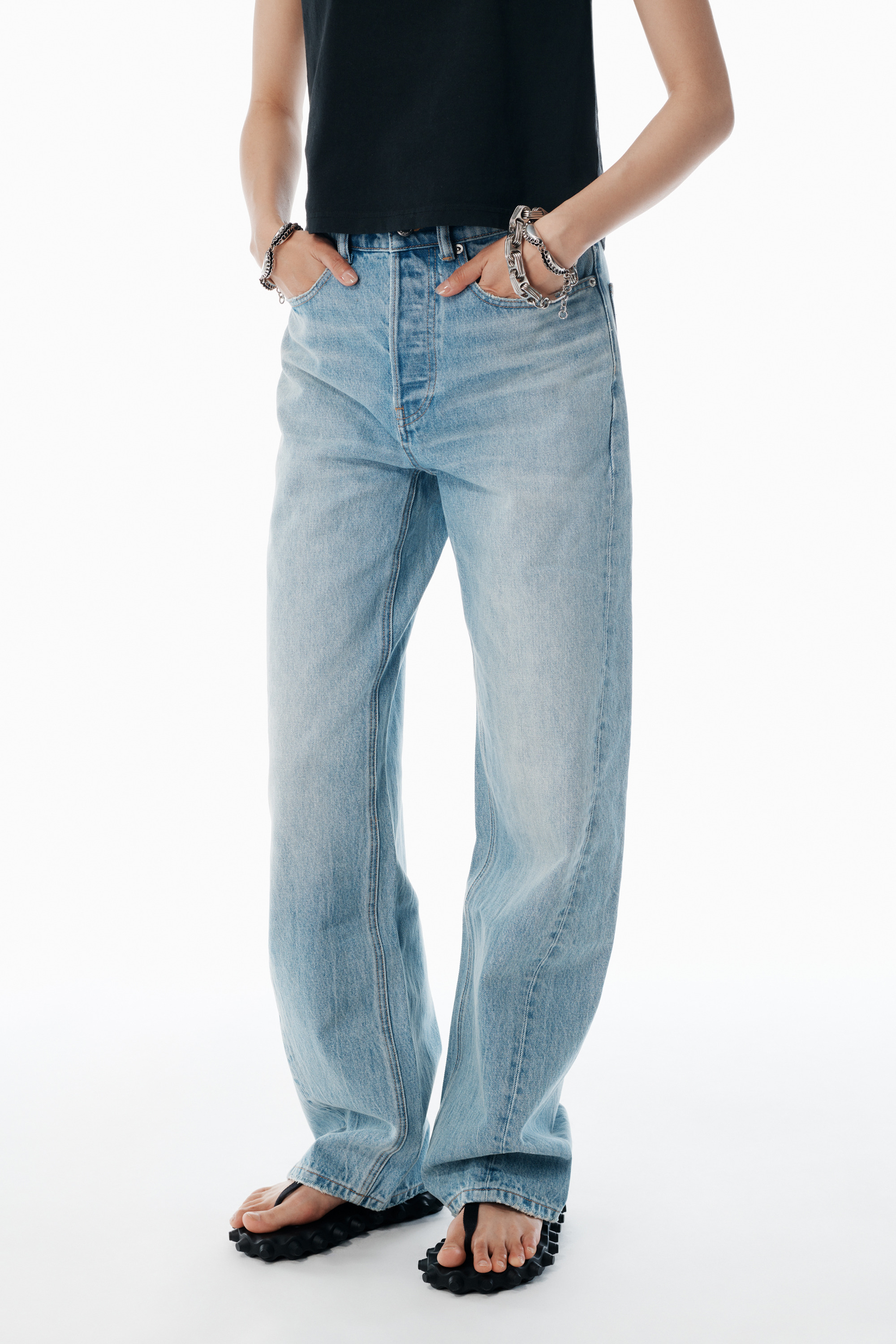 float bleach blue mid-rise jeans - 3