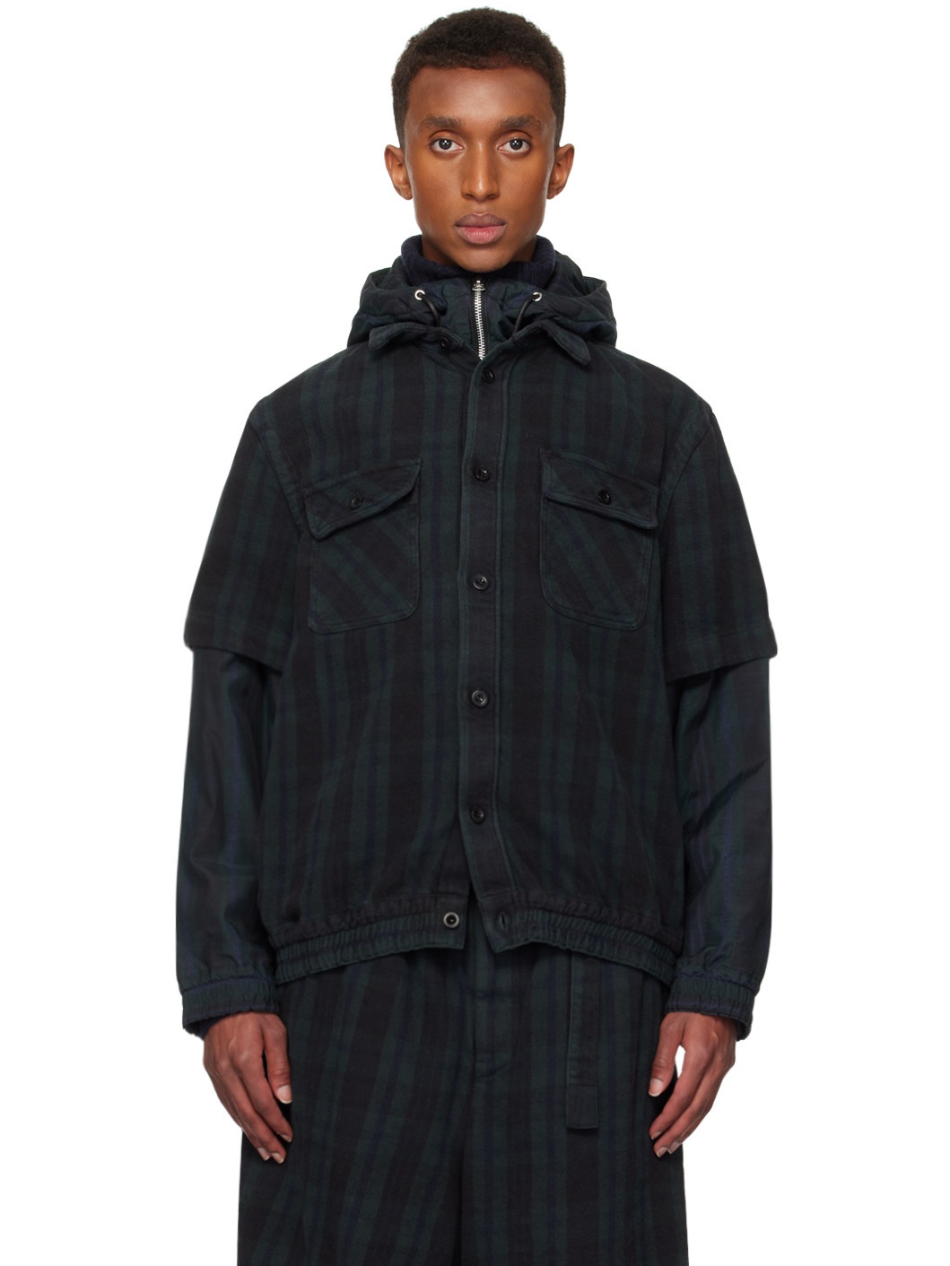 Black & Green Plaid Jacket - 1