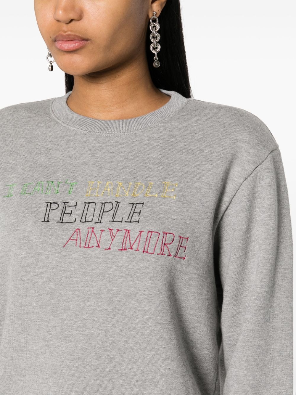 slogan-embroidered cotton sweatshirt - 5