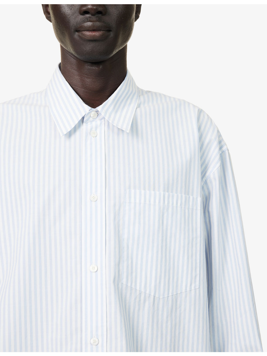 Striped Curved-Hem Cotton-Poplin Shirt - 5