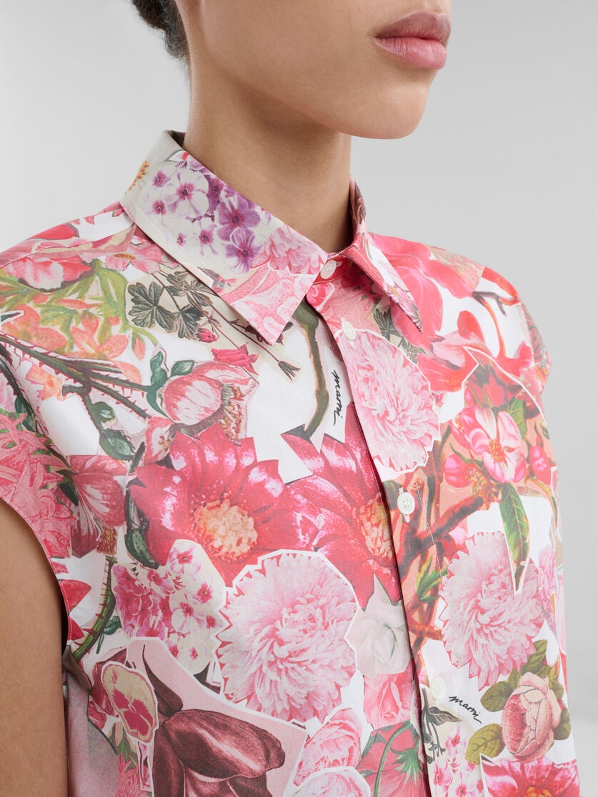 PINK POPLIN SLEEVELESS SHIRT WITH REQUIEM PRINT - 4