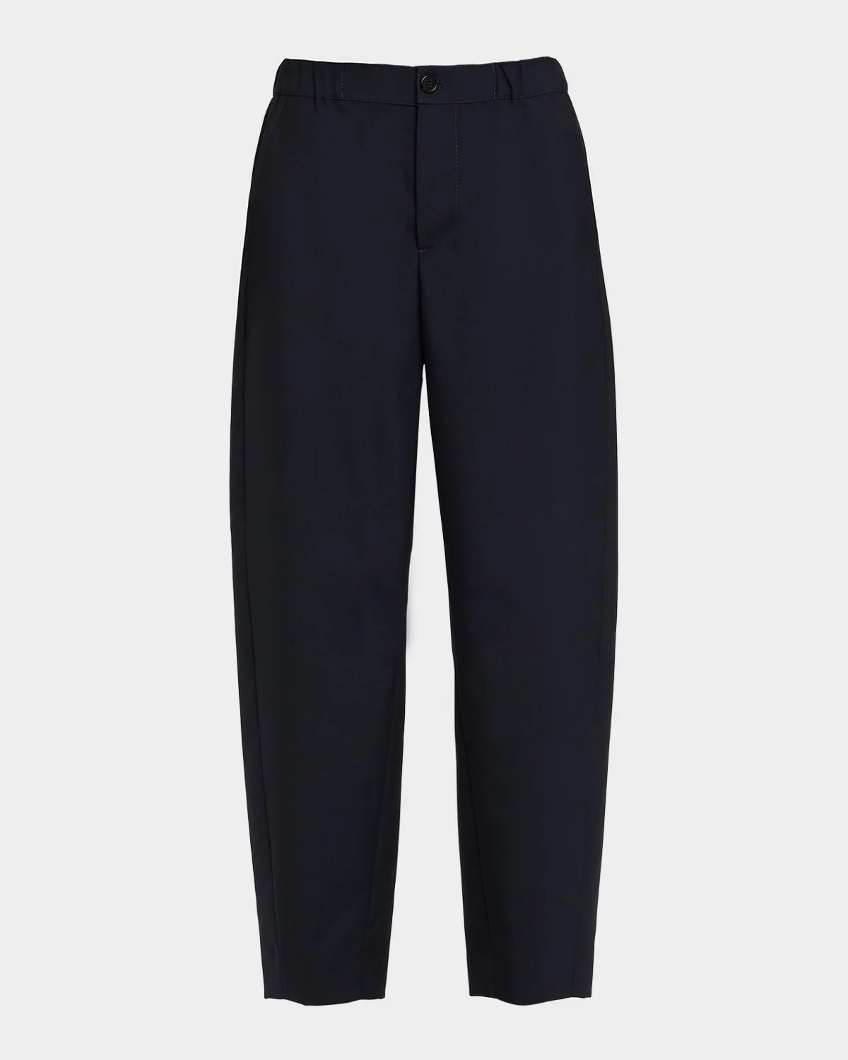 Elastic Waistband Straight-Leg Trousers - 1
