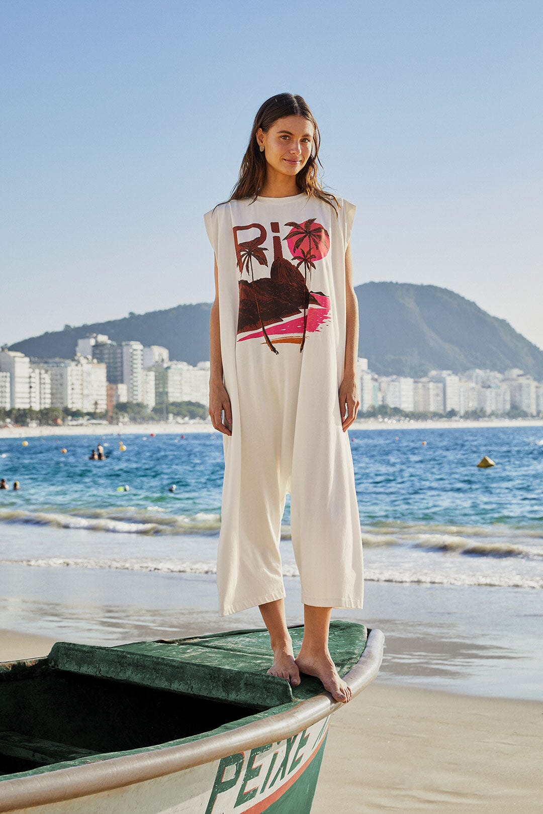 Off-White Rio Sleeveless Organic Cotton Jumpsuit - 1