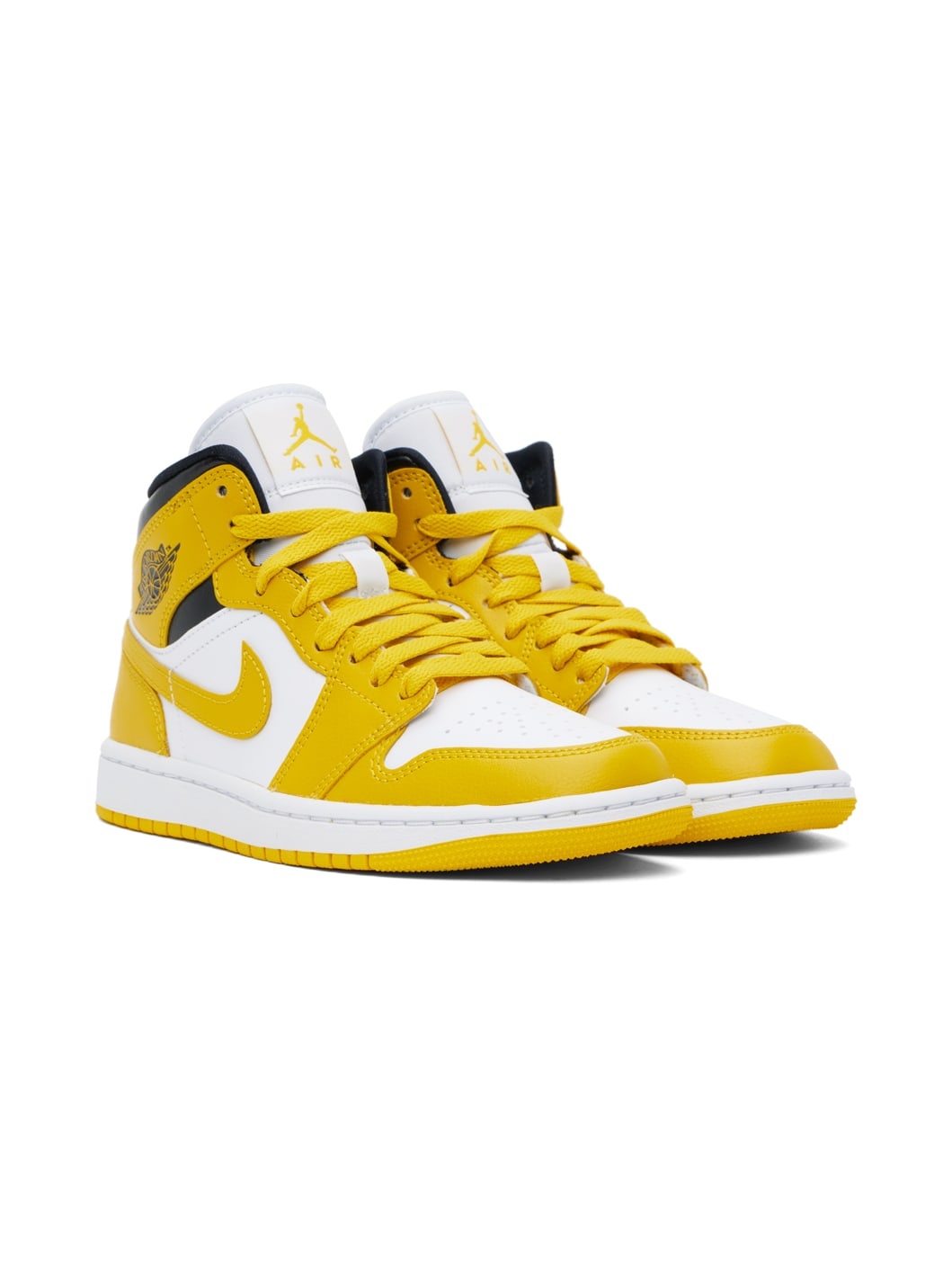 White & Yellow Air Jordan 1 Mid Sneakers - 4