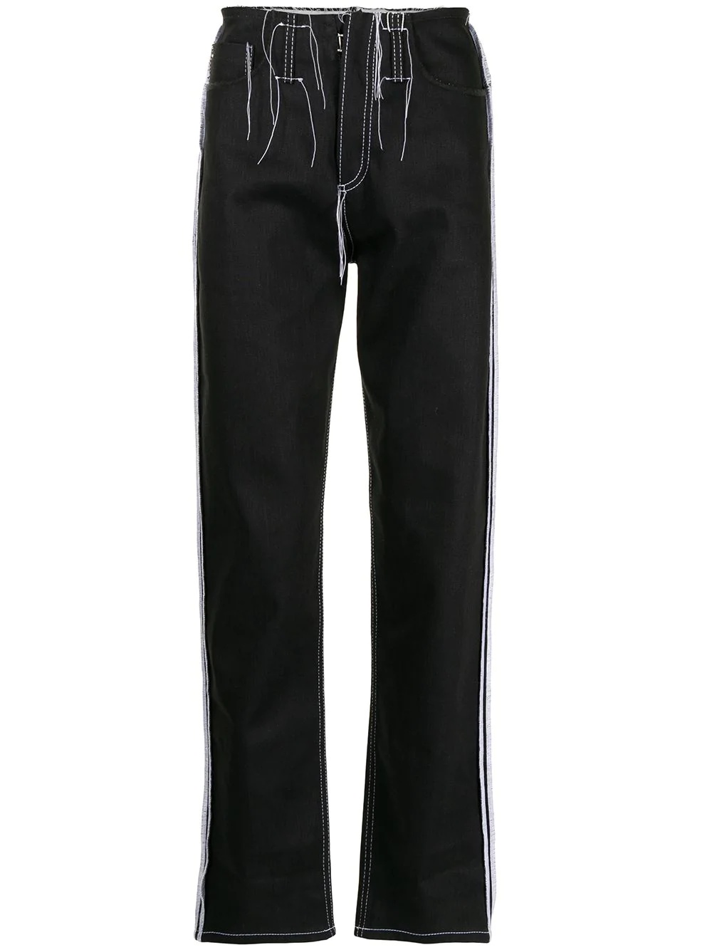 mid-rise contrast-stitch straight-leg jeans - 1