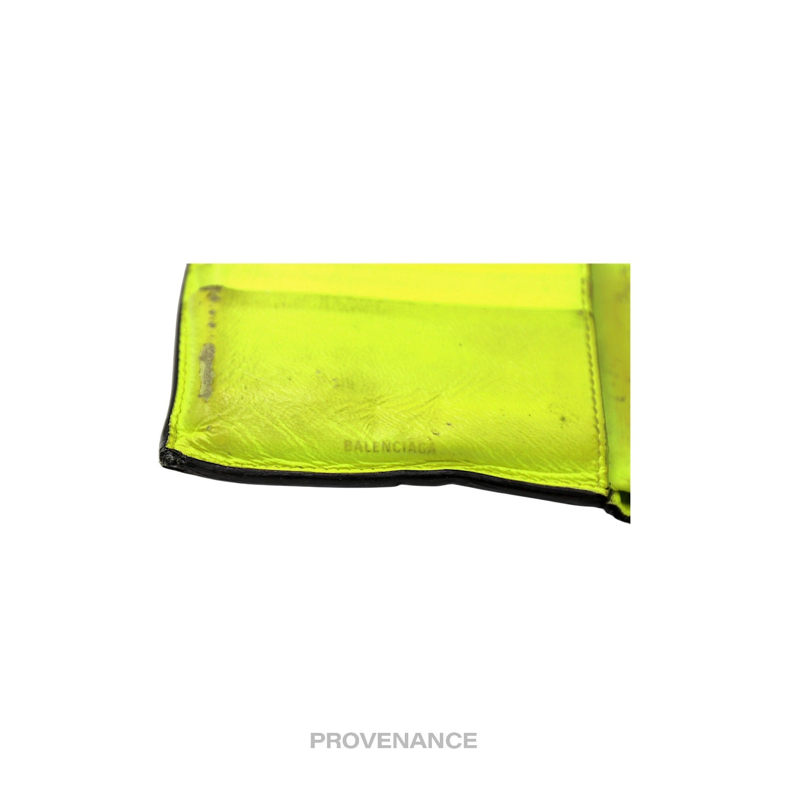 Balenciaga Logo 8CC Bifold Wallet - Black Neon Leather - 6