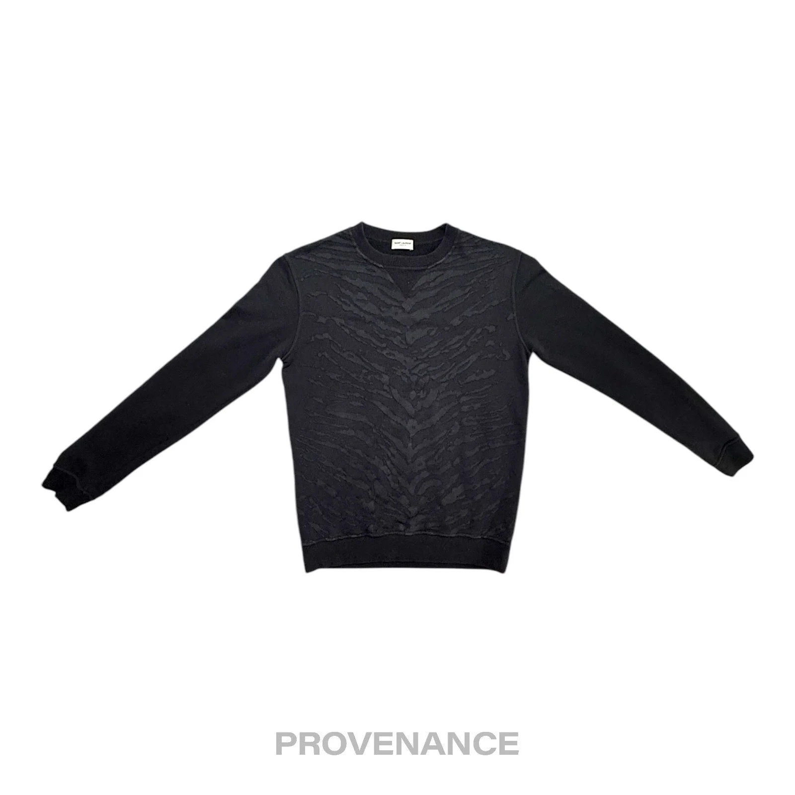 Saint Laurent Paris SLP Crewneck- Black Tiger Stripe - 1