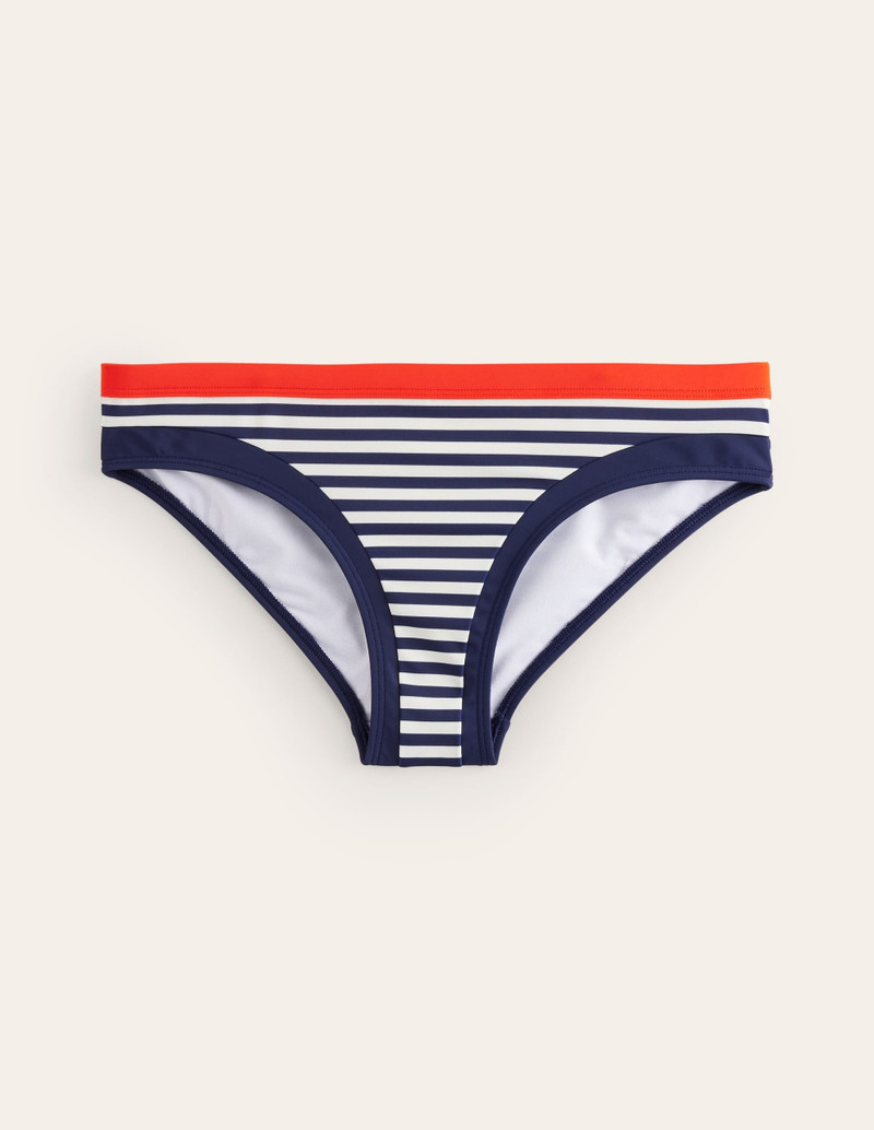 Santorini Bikini Bottoms-Red, Navy Stripe 1
