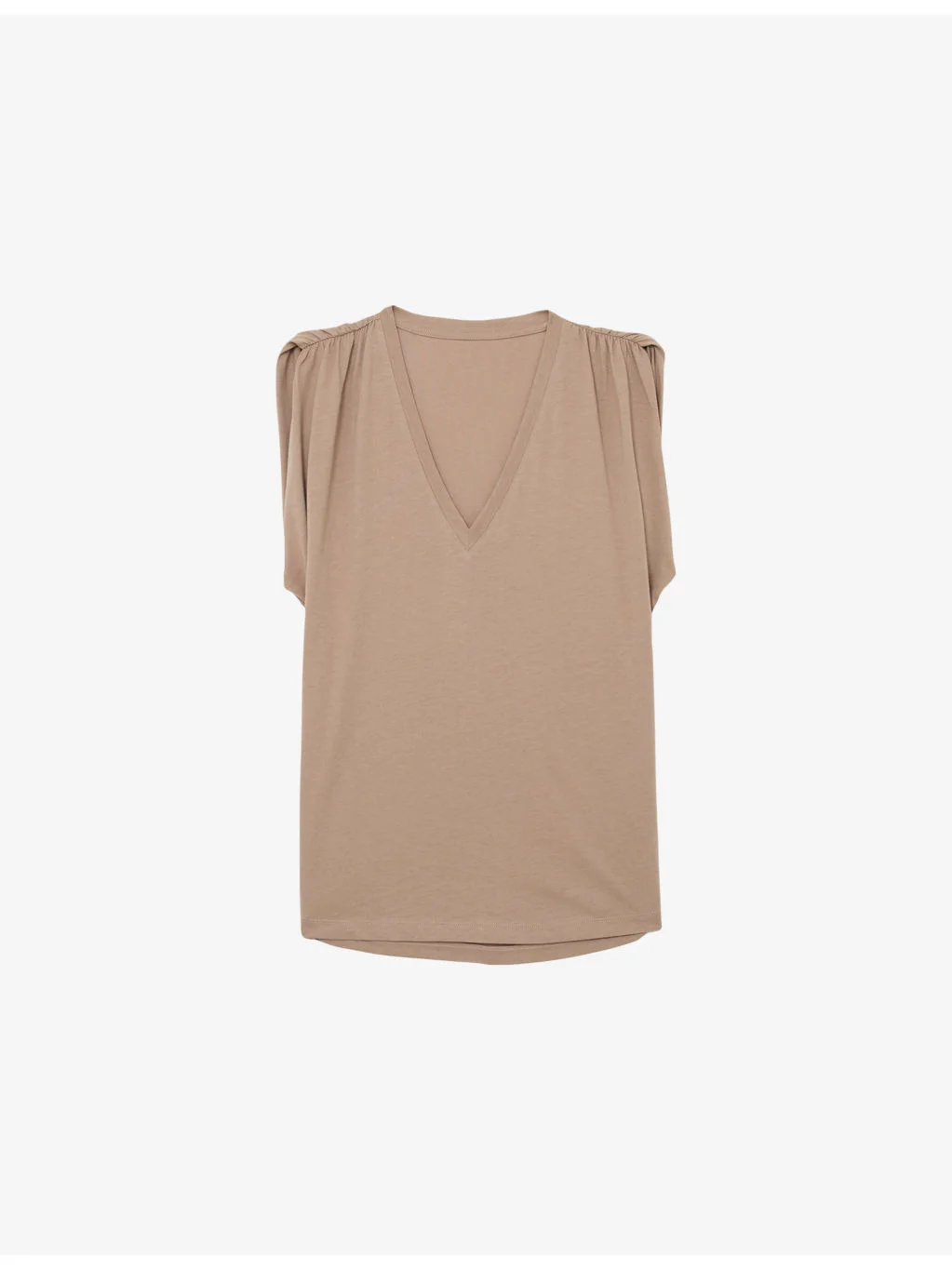 Renee V-Neck Gathered-Detail Cotton T-Shirt - 1