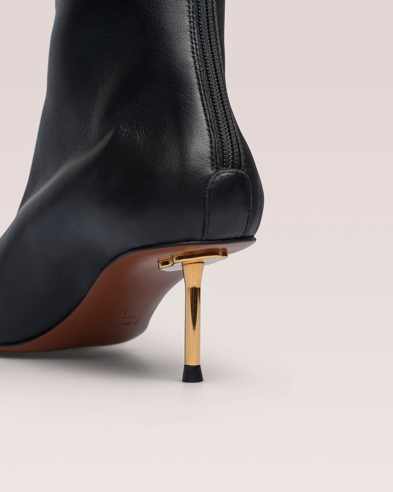 TALLI - Elongated square toe booties with metal heels - Black - 1