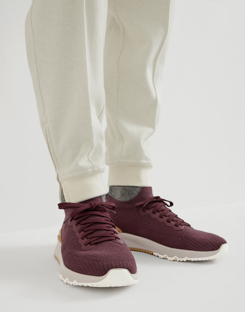 Cotton knit and semi-polished calfskin runners 4