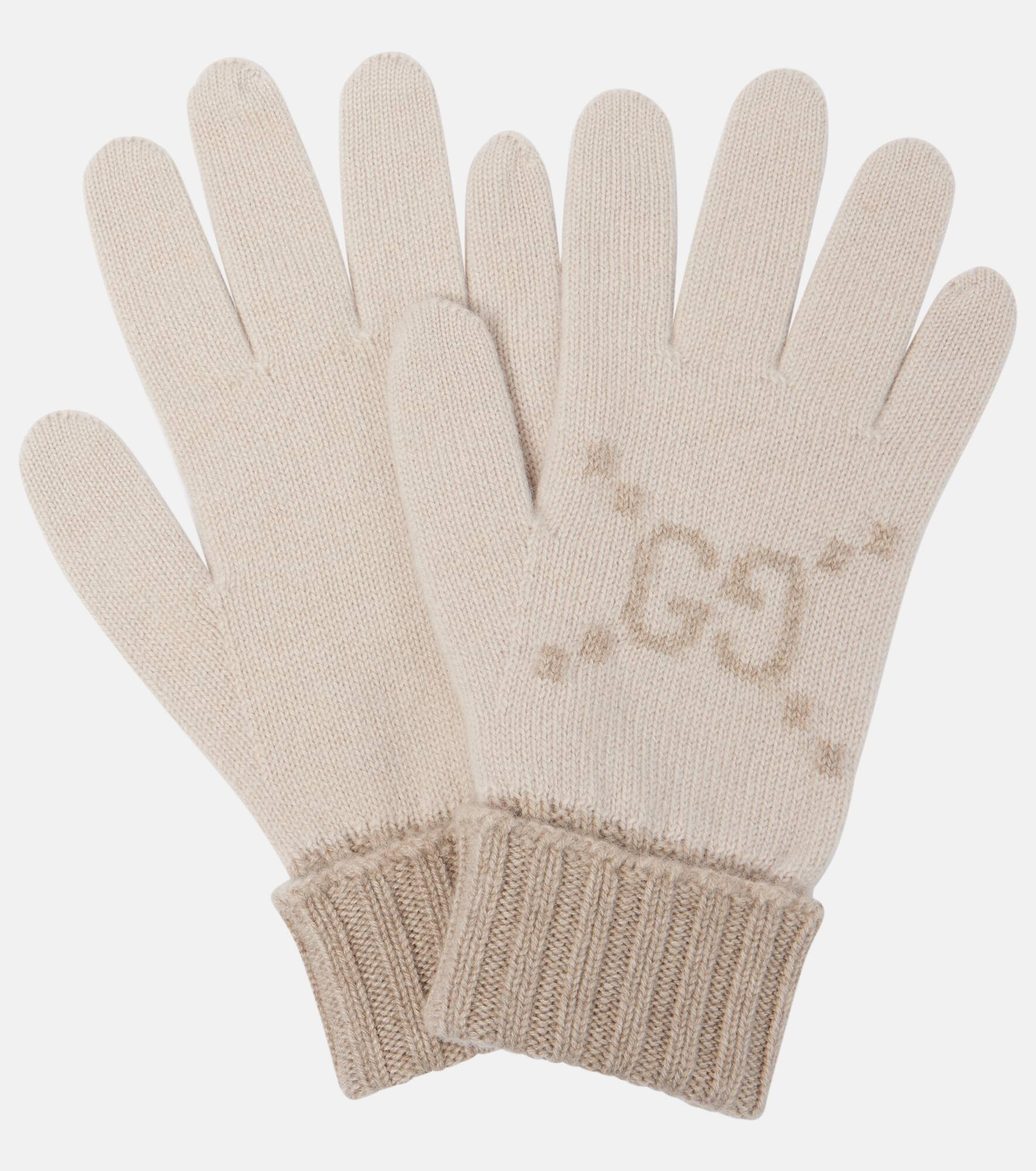GG jacquard cashmere gloves - 1