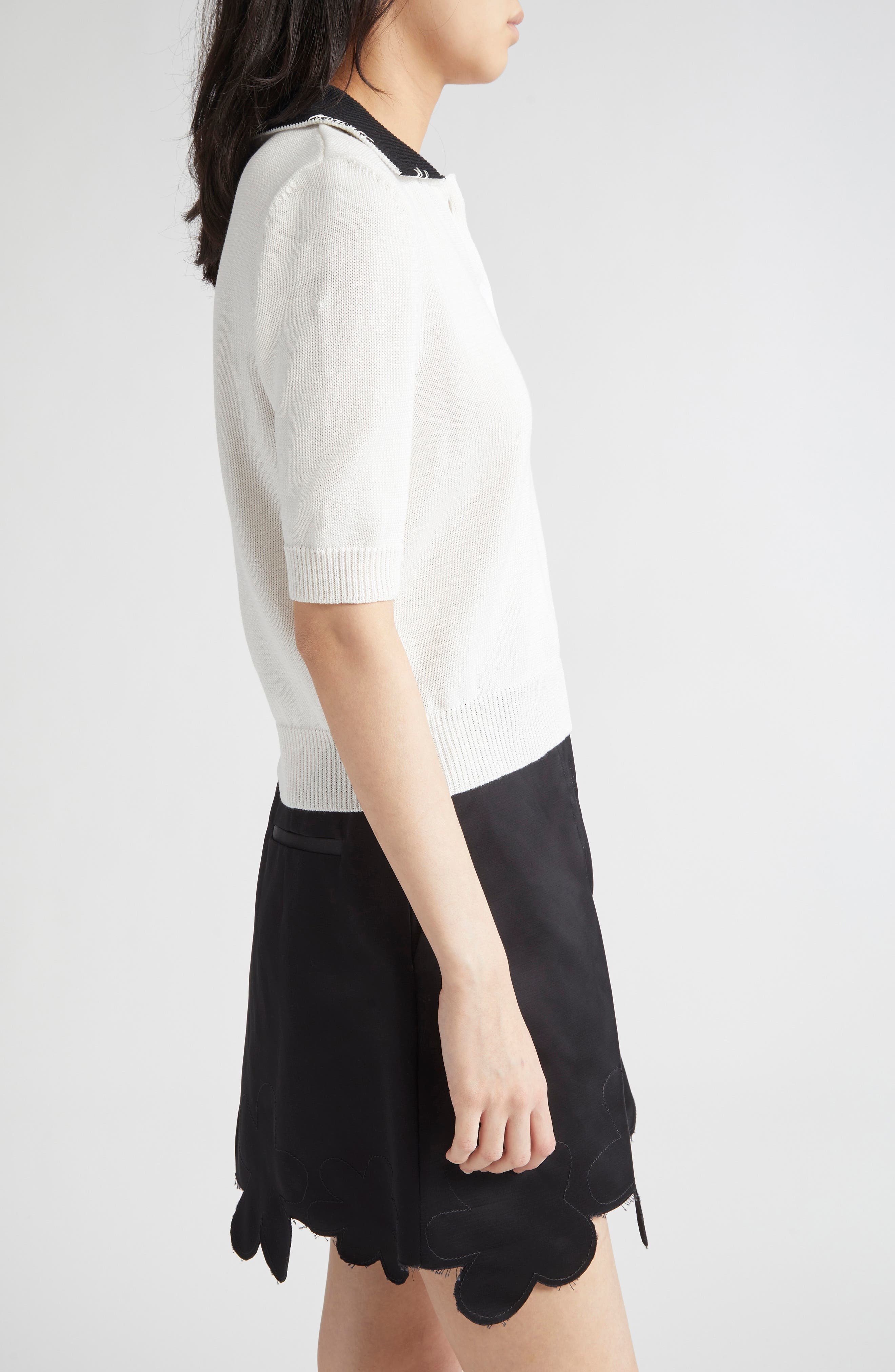 Marni Embroidered Logo Polo in Natural White at Nordstrom - 4