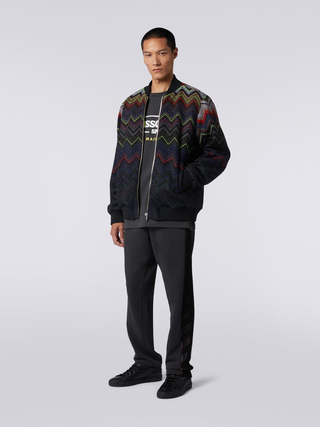 Wool and cotton blend chevron bomber jacket in collaboration with Mike Maignan - 3
