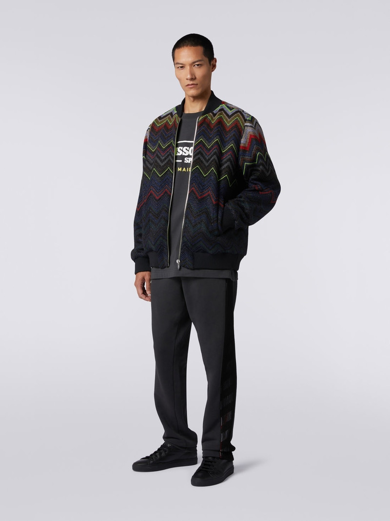 Wool and cotton blend chevron bomber jacket in collaboration with Mike Maignan 3