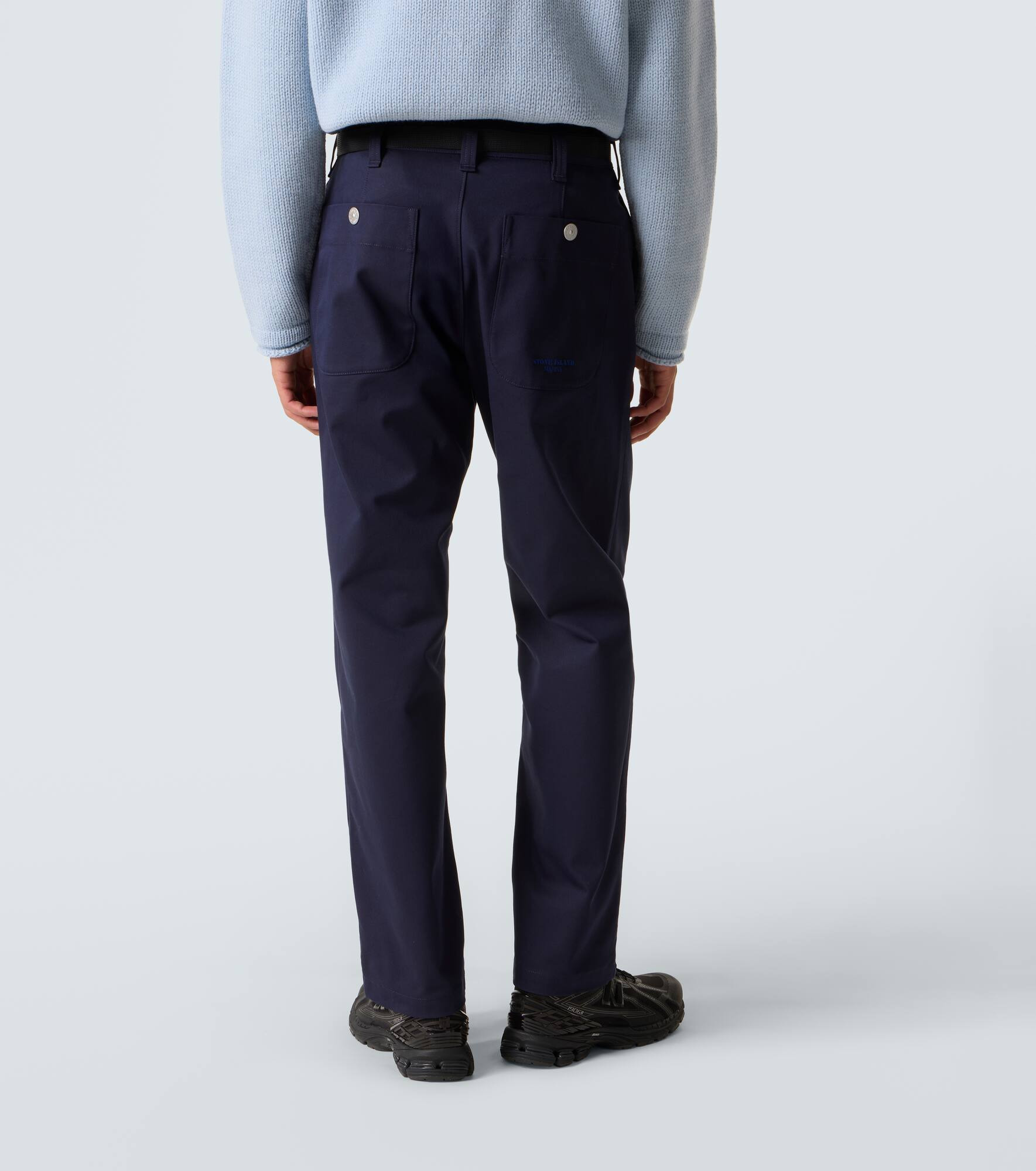 Belted gabardine straight pants - 4