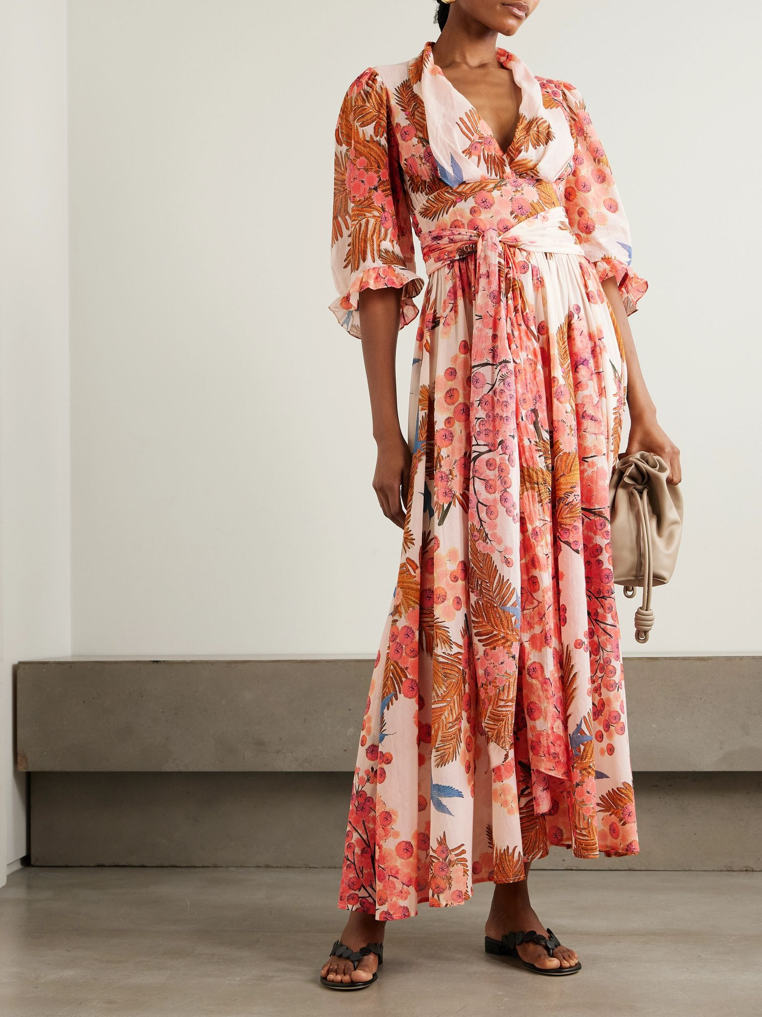 Zorah printed cotton-voile maxi dress Pink - 2