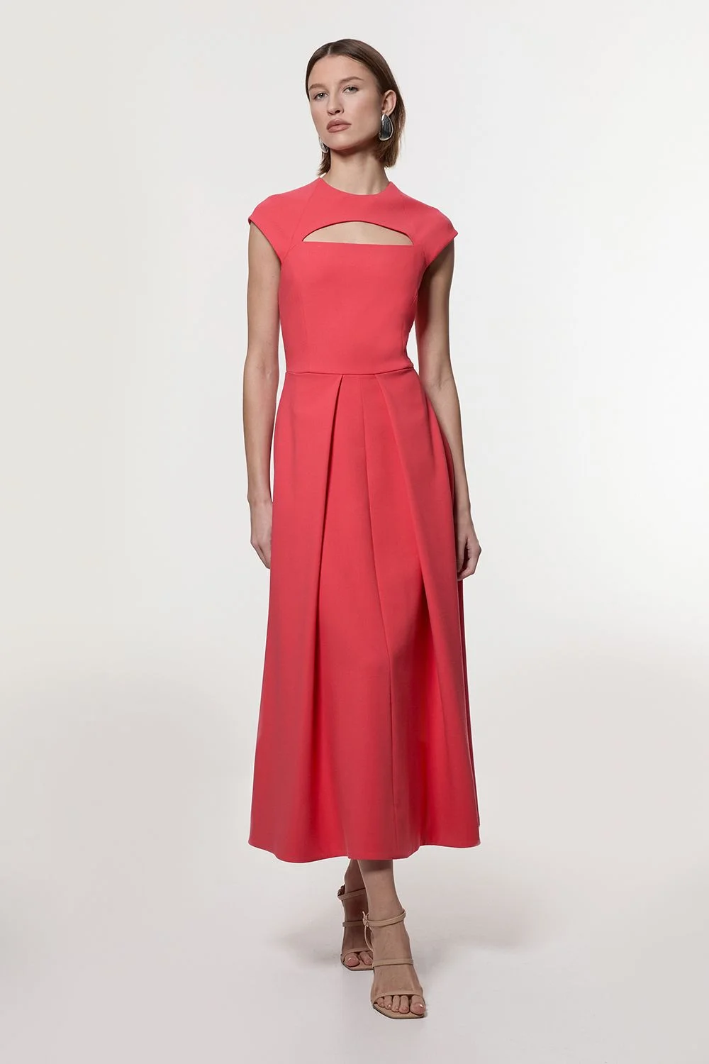 Compact Stretch Full Skirted Tailored Midaxi Dress - 1