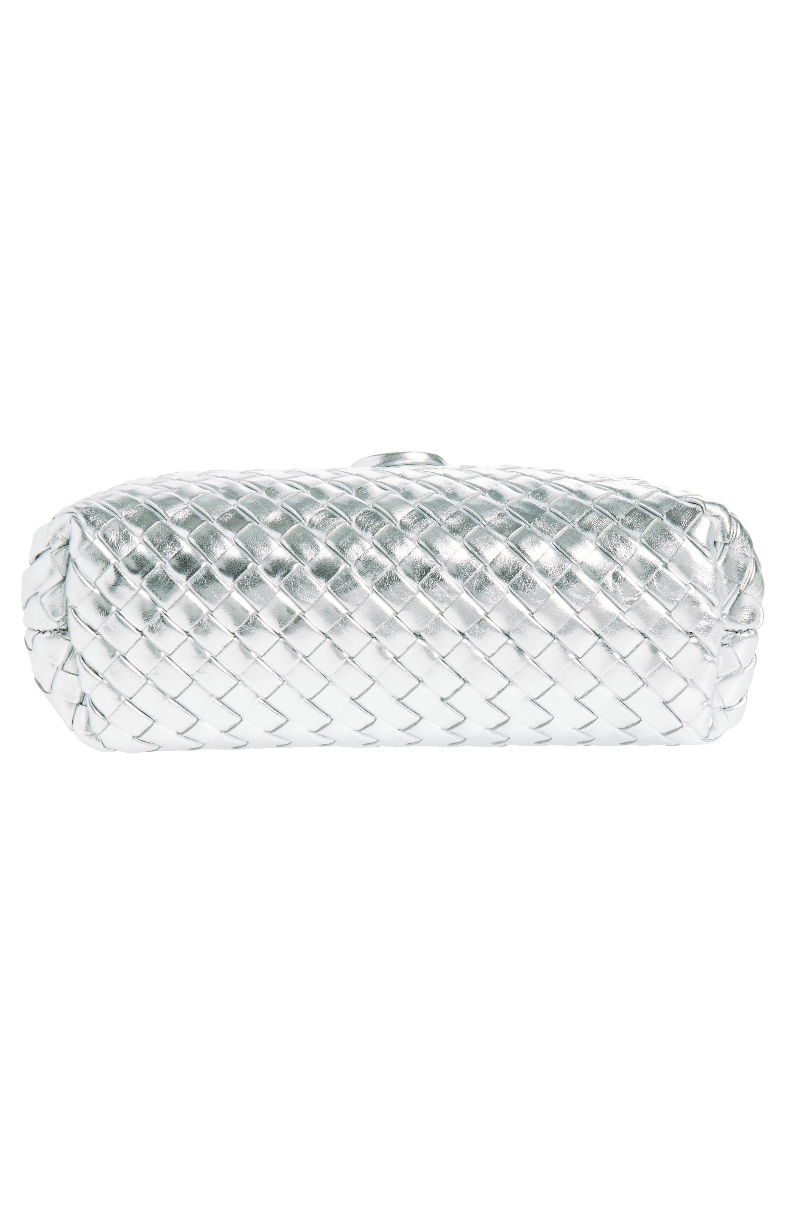 Bottega Veneta Mini Lauren 1980 Intrecciato Metallic Leather Clutch in Silver/Silver at Nordstrom - 7
