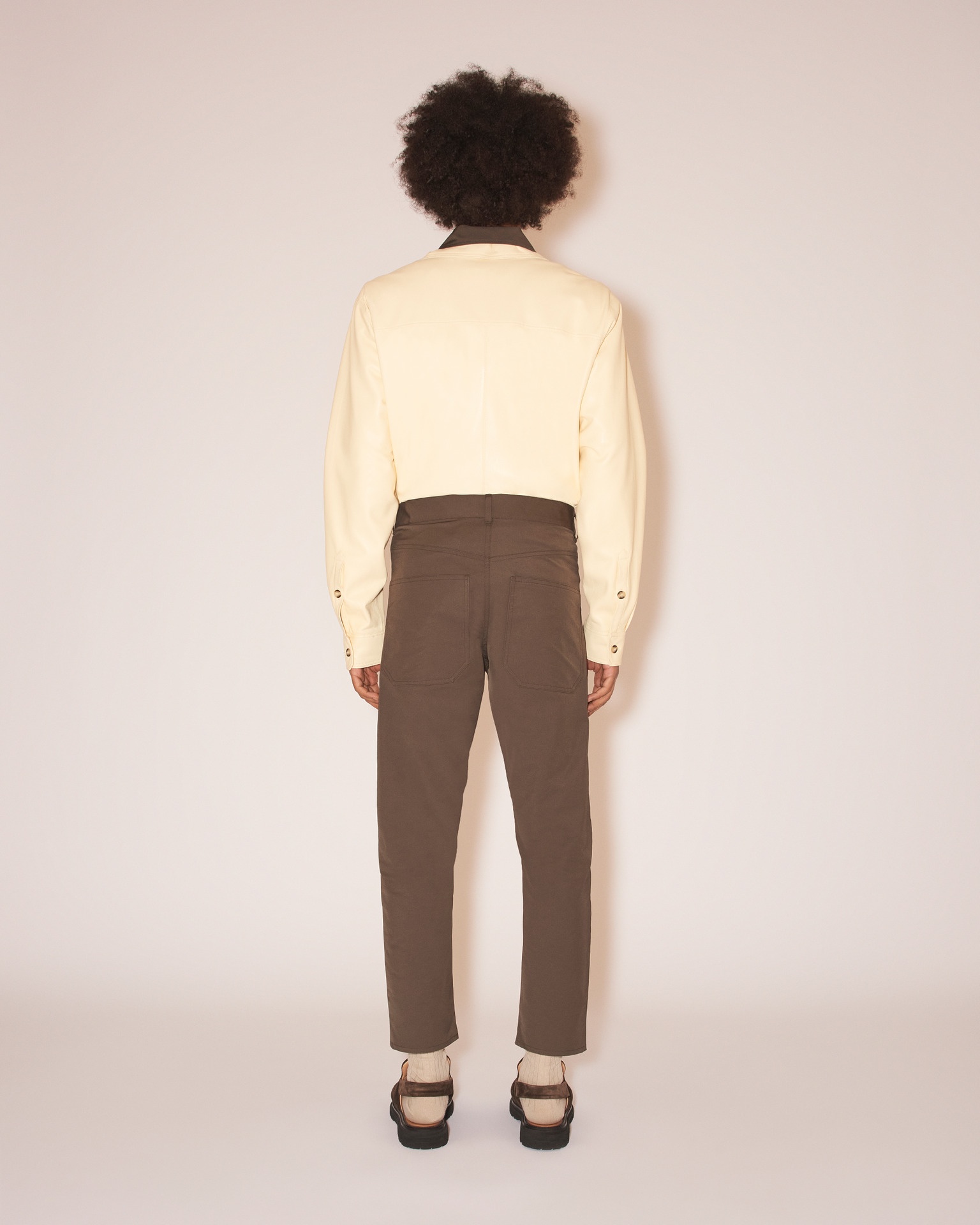 MENO - Vegan leather long-sleeve shirt - Vanilla - 5